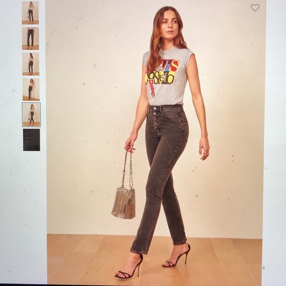 Reformation Denim - Reformation Liza Button High Rise Straight Jeans